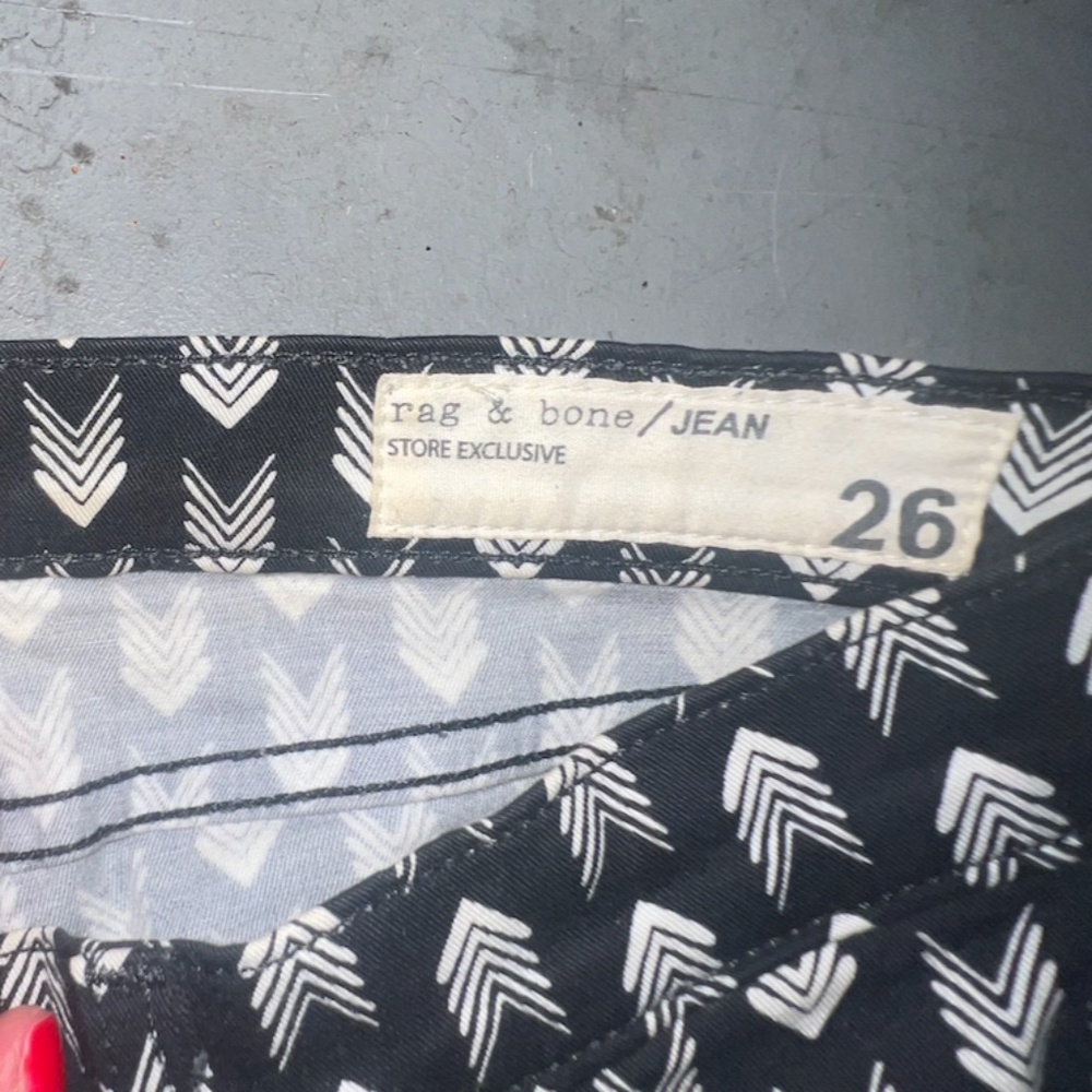RAG & BONE WOMEN’S ARROW PRINT STRAIGHT LEG JEANS, SIZE US 26, BLACK/WH… - Picture 5 of 7